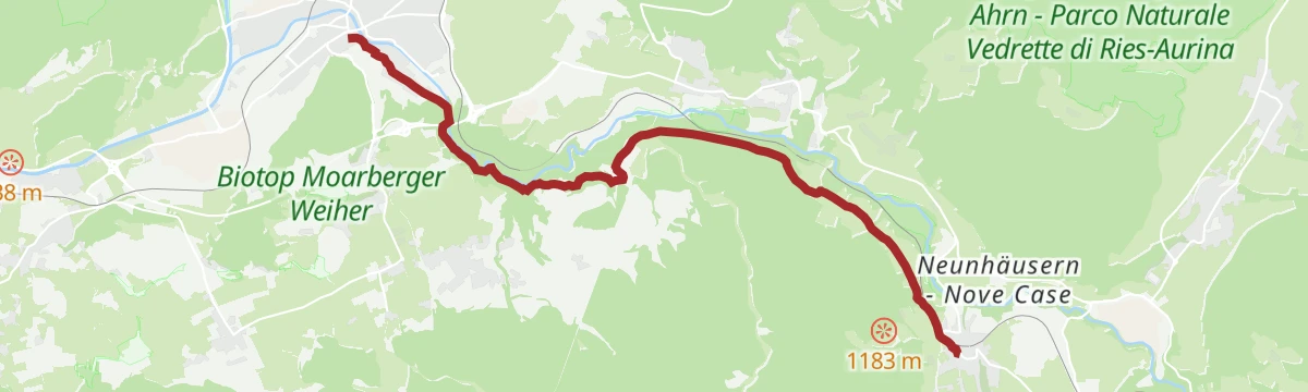 Route map: Across the panorama way to Bruneck